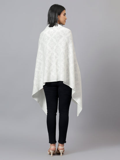 Women's Casual Ivory Jacquard Stole