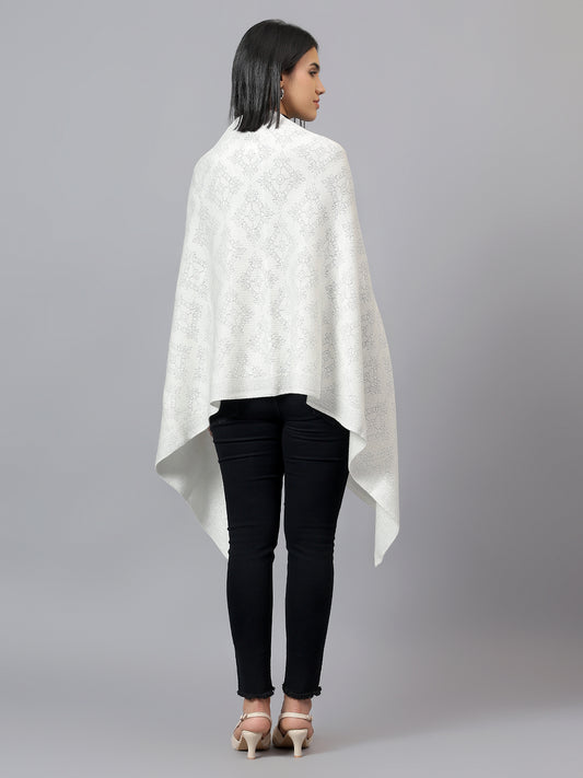 Women's Casual Ivory Jacquard Stole