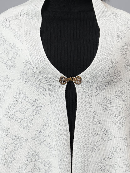 Women's Casual Ivory Jacquard Stole