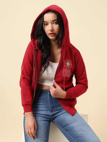 Sweatshirt for Women |Winter Wear Fleece Fabric Zipper Closure Regular Fit Solid Pattern