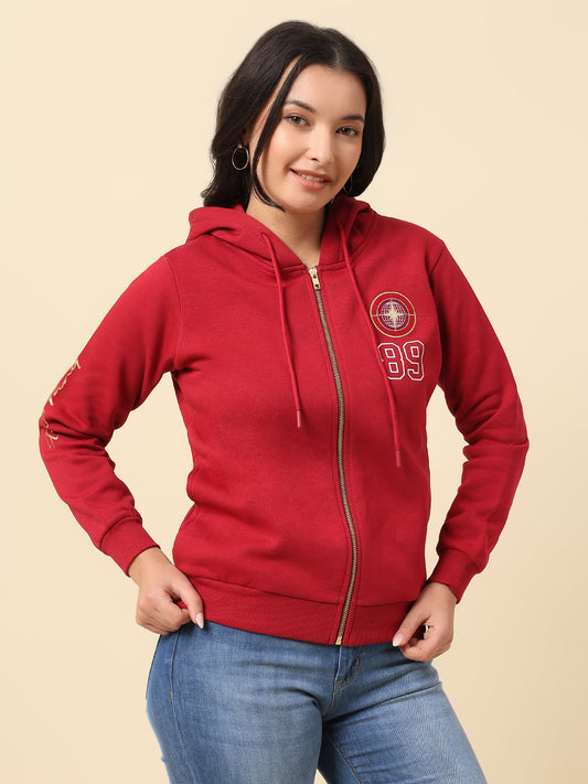 Sweatshirt for Women |Winter Wear Fleece Fabric Zipper Closure Regular Fit Solid Pattern