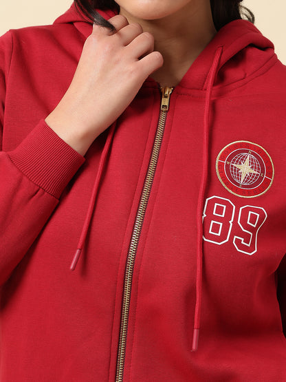 Sweatshirt for Women |Winter Wear Fleece Fabric Zipper Closure Regular Fit Solid Pattern