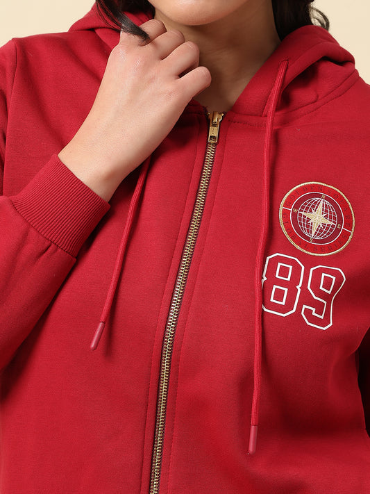 Sweatshirt for Women |Winter Wear Fleece Fabric Zipper Closure Regular Fit Solid Pattern