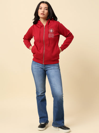 Sweatshirt for Women |Winter Wear Fleece Fabric Zipper Closure Regular Fit Solid Pattern