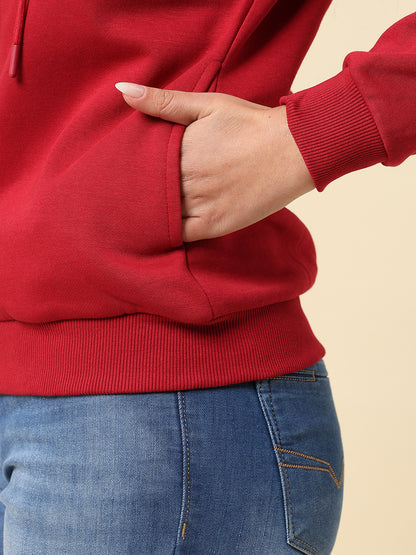 Sweatshirt for Women |Winter Wear Fleece Fabric Zipper Closure Regular Fit Solid Pattern