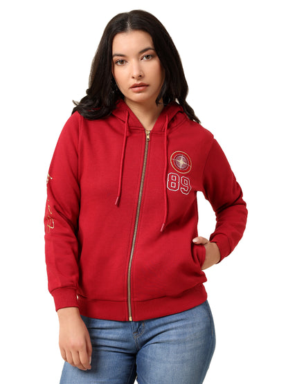 Sweatshirt for Women |Winter Wear Fleece Fabric Zipper Closure Regular Fit Solid Pattern