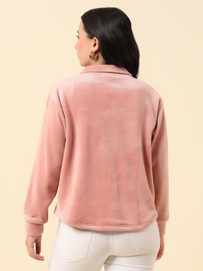 Sweatshirt for Women |Winter Wear Corduroy Fabric Button Closure Regular Fit Solid Pattern