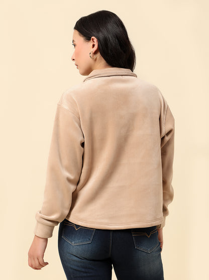 Sweatshirt for Women |Winter Wear Corduroy Fabric Button Closure Regular Fit Solid Pattern
