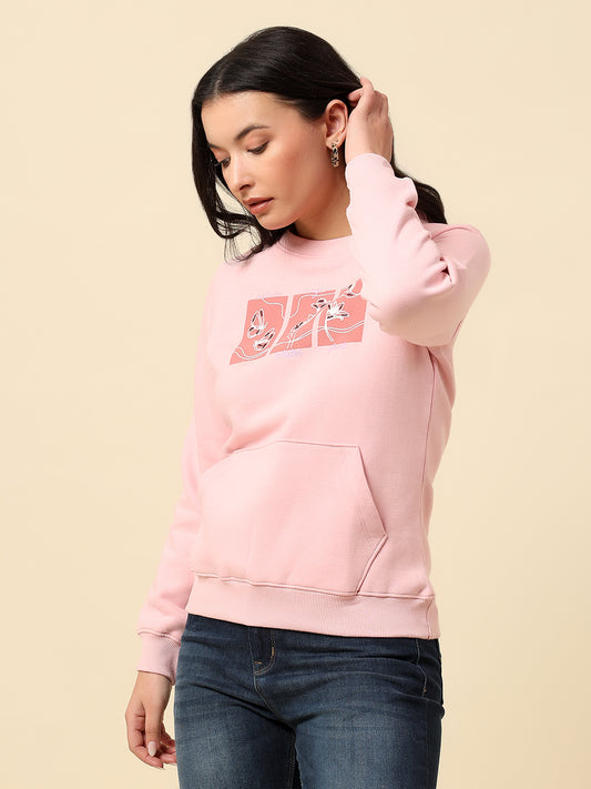 Sweatshirt for Women |Winter Wear Fleece Fabric Pull-On Closure Regular Fit Printed Pattern
