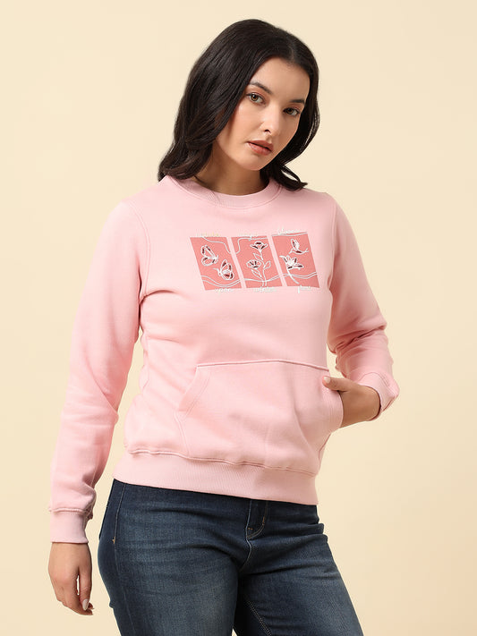 Sweatshirt for Women |Winter Wear Fleece Fabric Pull-On Closure Regular Fit Printed Pattern