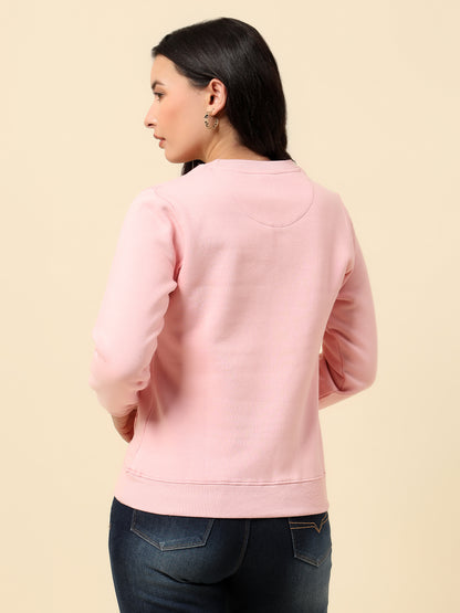 Sweatshirt for Women |Winter Wear Fleece Fabric Pull-On Closure Regular Fit Printed Pattern