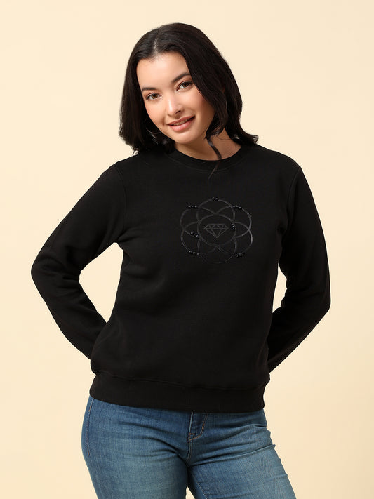 Sweatshirt for Women |Winter Wear Fleece Fabric Pull-On Closure Regular Fit Solid Pattern