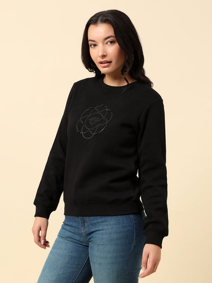 Sweatshirt for Women |Winter Wear Fleece Fabric Pull-On Closure Regular Fit Solid Pattern