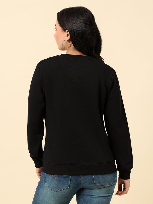 Sweatshirt for Women |Winter Wear Fleece Fabric Pull-On Closure Regular Fit Solid Pattern