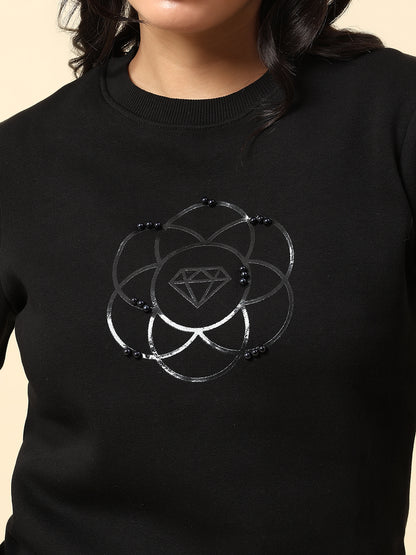 Sweatshirt for Women |Winter Wear Fleece Fabric Pull-On Closure Regular Fit Solid Pattern