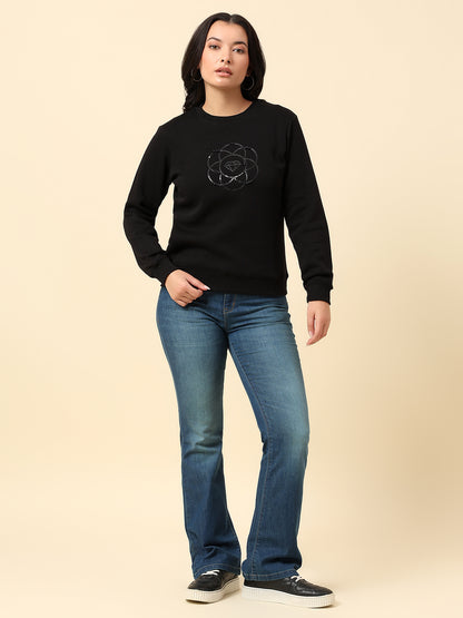 Sweatshirt for Women |Winter Wear Fleece Fabric Pull-On Closure Regular Fit Solid Pattern