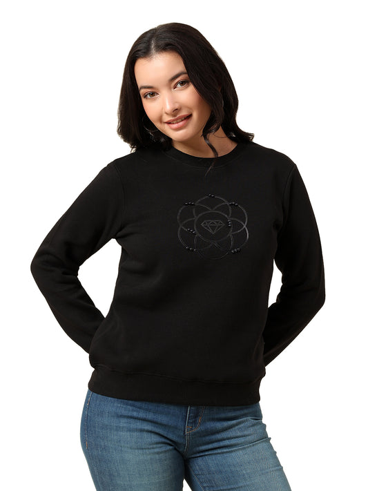 Sweatshirt for Women |Winter Wear Fleece Fabric Pull-On Closure Regular Fit Solid Pattern