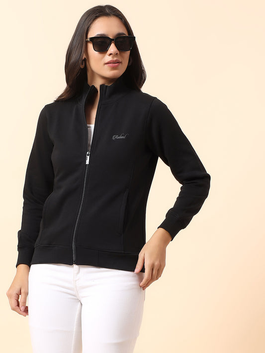 Sweatshirt for Women l Winter Wear Poly Cotton Fabric Closure Zipper Regular Fit Solid Pattern