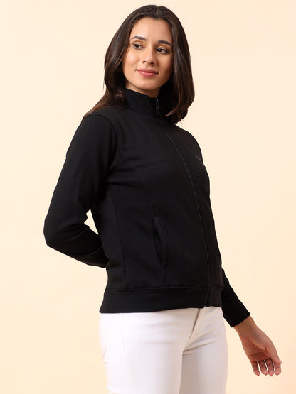 Sweatshirt for Women l Winter Wear Poly Cotton Fabric Closure Zipper Regular Fit Solid Pattern