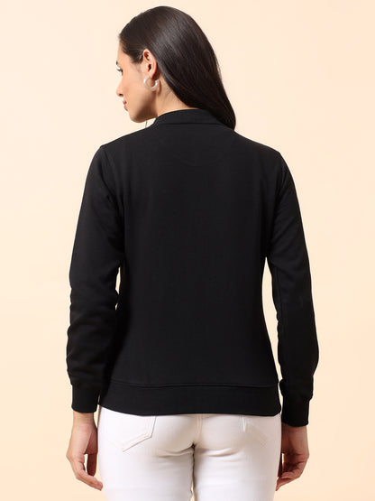 Sweatshirt for Women l Winter Wear Poly Cotton Fabric Closure Zipper Regular Fit Solid Pattern