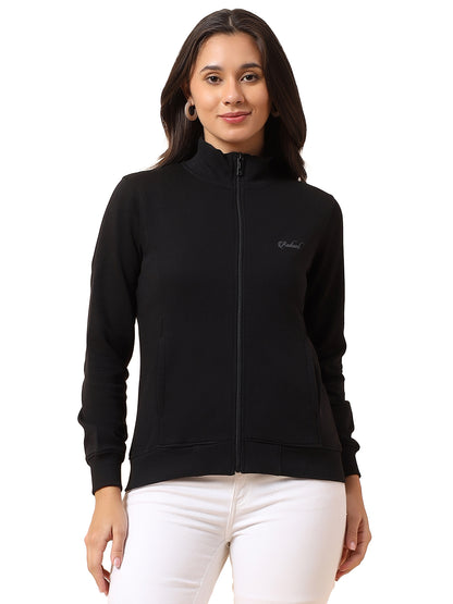 Sweatshirt for Women l Winter Wear Poly Cotton Fabric Closure Zipper Regular Fit Solid Pattern