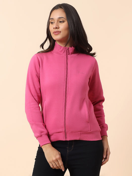 Sweatshirt for Women l Winter Wear Poly Cotton Fabric Closure Zipper Regular Fit Solid Pattern