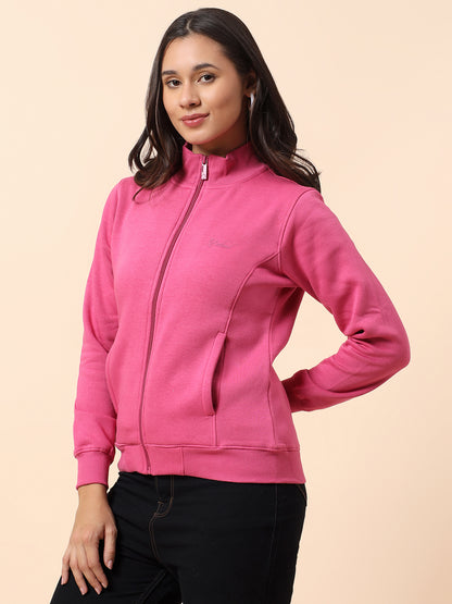 Sweatshirt for Women l Winter Wear Poly Cotton Fabric Closure Zipper Regular Fit Solid Pattern