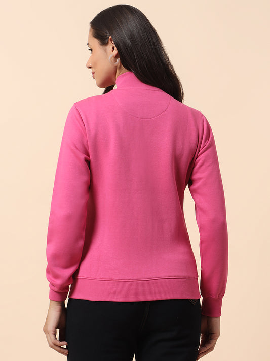Sweatshirt for Women l Winter Wear Poly Cotton Fabric Closure Zipper Regular Fit Solid Pattern