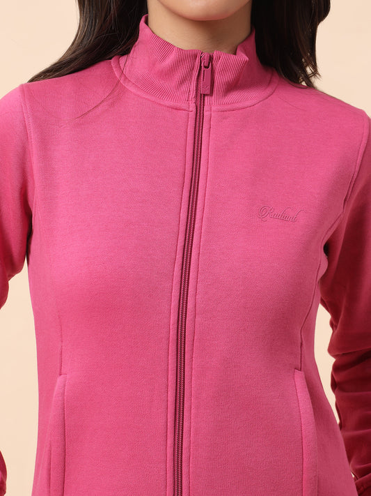Sweatshirt for Women l Winter Wear Poly Cotton Fabric Closure Zipper Regular Fit Solid Pattern