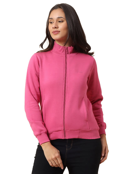 Sweatshirt for Women l Winter Wear Poly Cotton Fabric Closure Zipper Regular Fit Solid Pattern