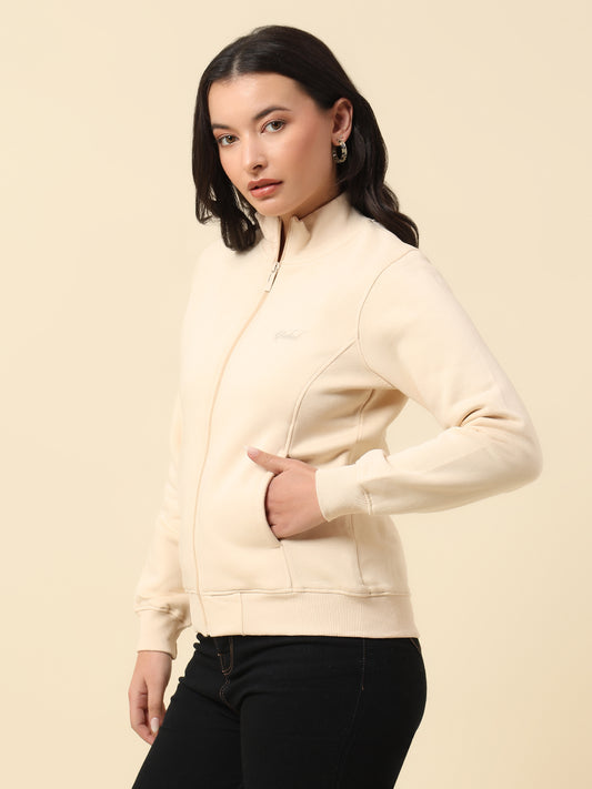 Sweatshirt for Women |Winter Wear Fleece Fabric Zipper Closure Regular Fit Solid Pattern