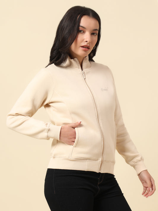 Sweatshirt for Women |Winter Wear Fleece Fabric Zipper Closure Regular Fit Solid Pattern
