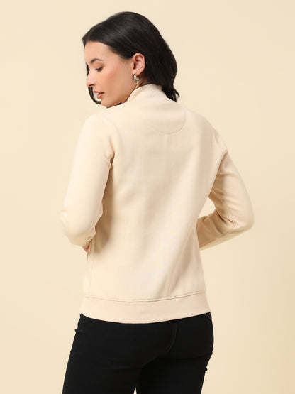 Sweatshirt for Women |Winter Wear Fleece Fabric Zipper Closure Regular Fit Solid Pattern