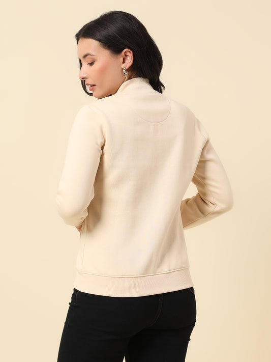Sweatshirt for Women |Winter Wear Fleece Fabric Zipper Closure Regular Fit Solid Pattern