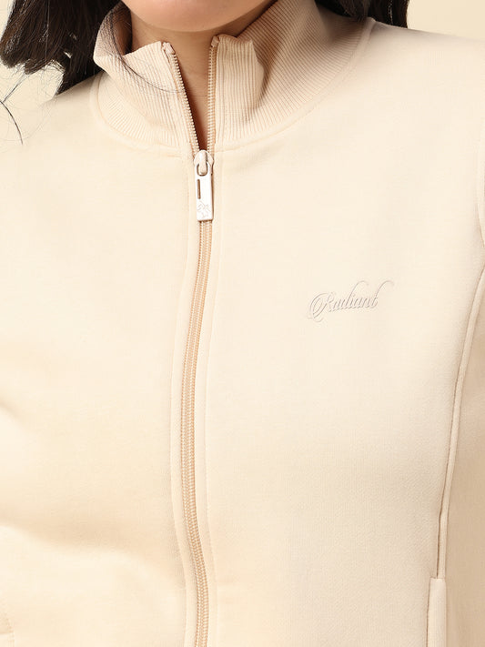 Sweatshirt for Women |Winter Wear Fleece Fabric Zipper Closure Regular Fit Solid Pattern