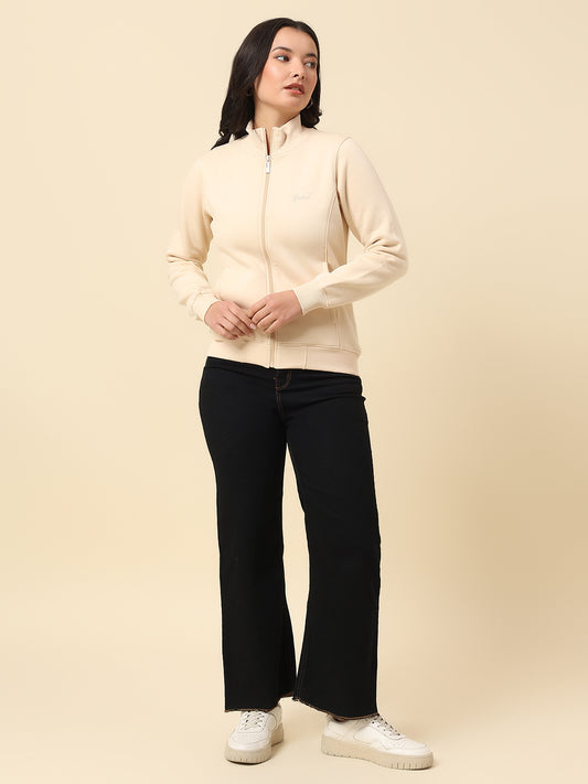 Sweatshirt for Women |Winter Wear Fleece Fabric Zipper Closure Regular Fit Solid Pattern