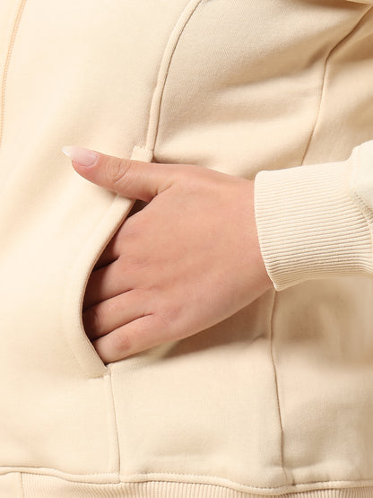 Sweatshirt for Women |Winter Wear Fleece Fabric Zipper Closure Regular Fit Solid Pattern