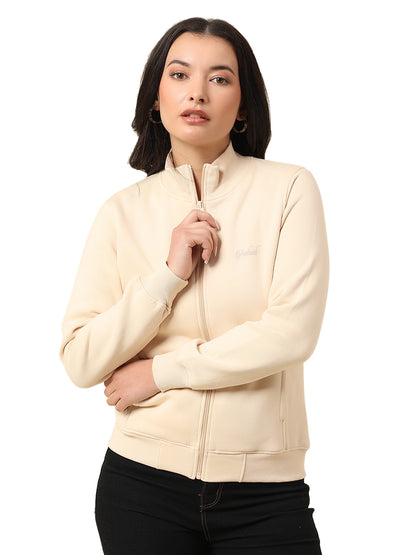 Sweatshirt for Women |Winter Wear Fleece Fabric Zipper Closure Regular Fit Solid Pattern
