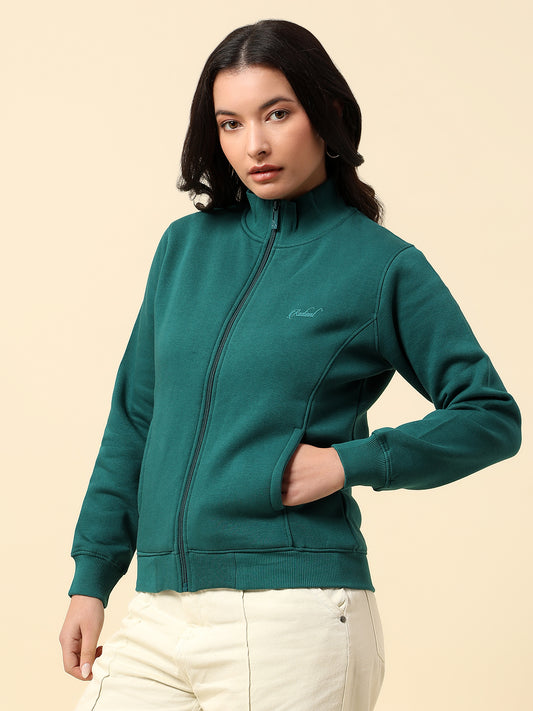 Sweatshirt for Women |Winter Wear Fleece Fabric Zipper Closure Regular Fit Solid Pattern