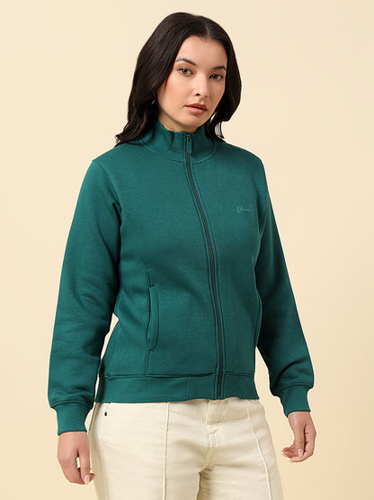 Sweatshirt for Women |Winter Wear Fleece Fabric Zipper Closure Regular Fit Solid Pattern