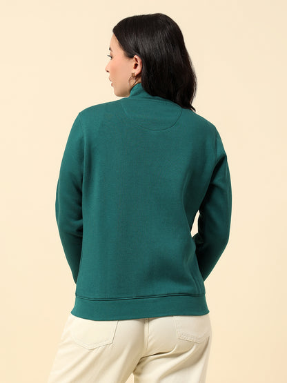 Sweatshirt for Women |Winter Wear Fleece Fabric Zipper Closure Regular Fit Solid Pattern