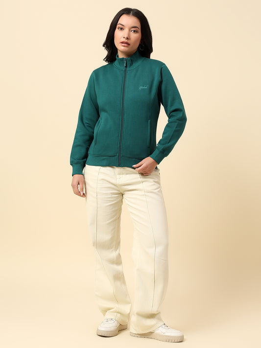 Sweatshirt for Women |Winter Wear Fleece Fabric Zipper Closure Regular Fit Solid Pattern