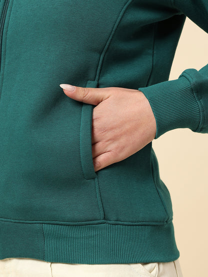 Sweatshirt for Women |Winter Wear Fleece Fabric Zipper Closure Regular Fit Solid Pattern
