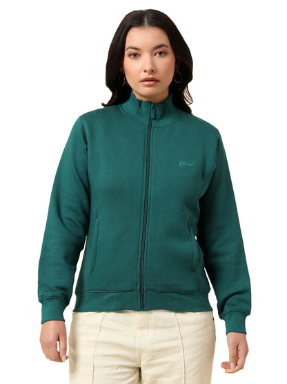 Sweatshirt for Women |Winter Wear Fleece Fabric Zipper Closure Regular Fit Solid Pattern