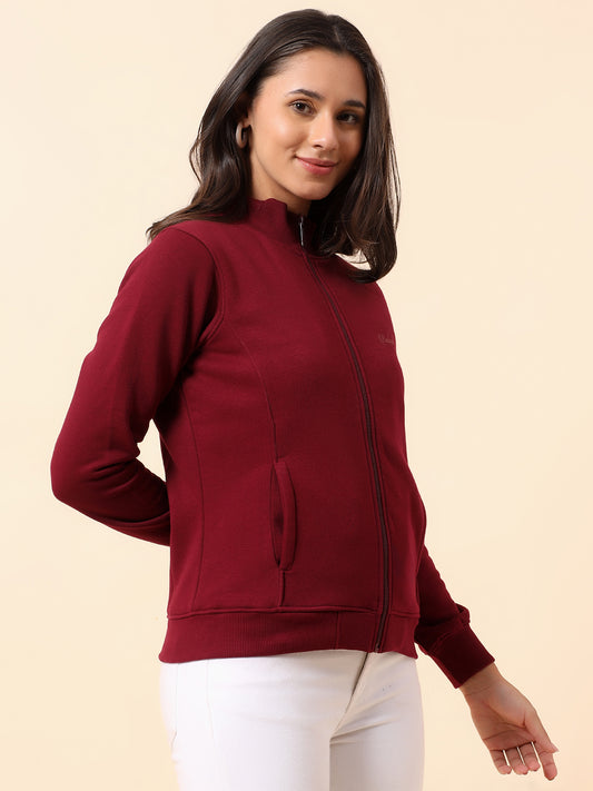 Sweatshirt for Women l Winter Wear Poly Cotton Fabric Closure Zipper Regular Fit Solid Pattern