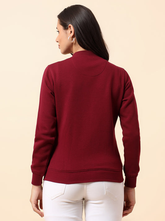 Sweatshirt for Women l Winter Wear Poly Cotton Fabric Closure Zipper Regular Fit Solid Pattern