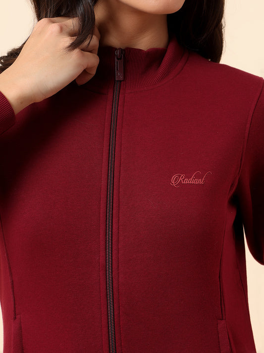 Sweatshirt for Women l Winter Wear Poly Cotton Fabric Closure Zipper Regular Fit Solid Pattern