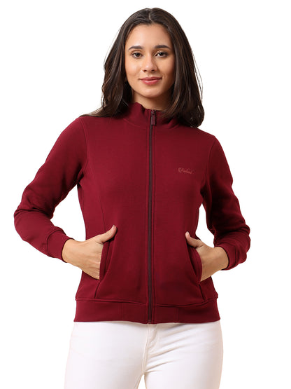 Sweatshirt for Women l Winter Wear Poly Cotton Fabric Closure Zipper Regular Fit Solid Pattern