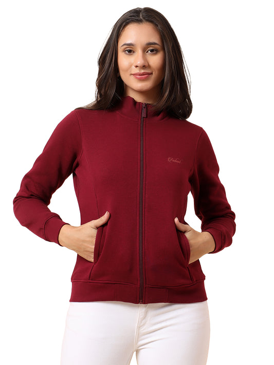 Sweatshirt for Women l Winter Wear Poly Cotton Fabric Closure Zipper Regular Fit Solid Pattern
