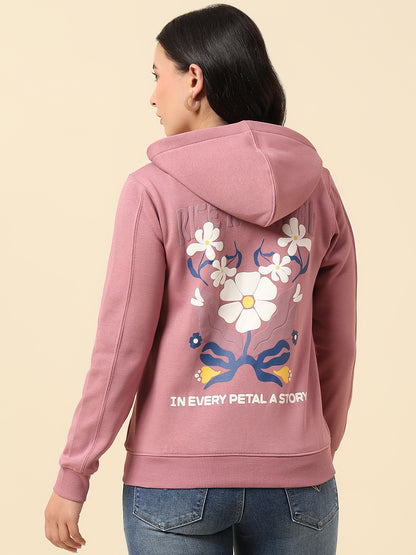 Sweatshirt for Women |Winter Wear Fleece Fabric Zipper Closure Regular Fit Printed Pattern